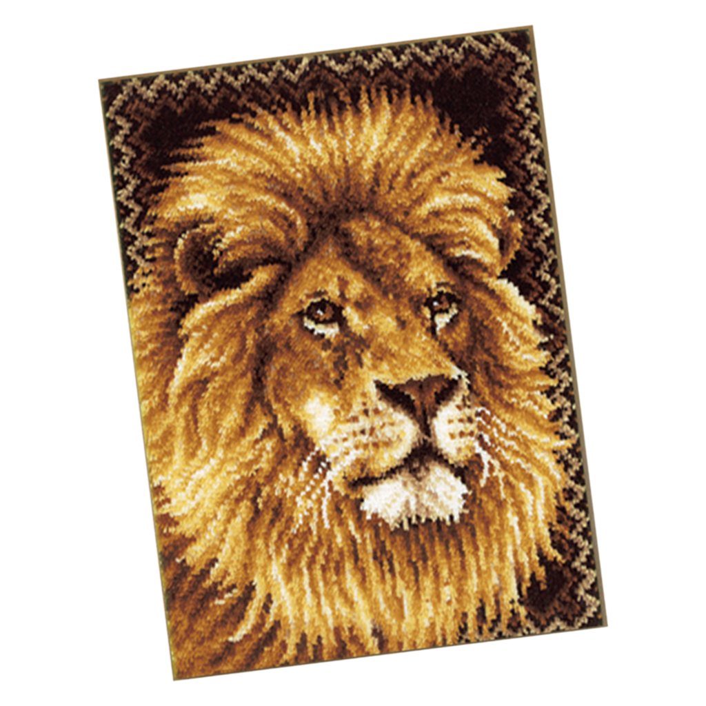 1 Set Latch Hook Rug Kit Cartoon Lion 3D Embroidery DIY Crocheting Yarn Cushion Mat DIY Thread Carpet Crafts Home Decor Handmade