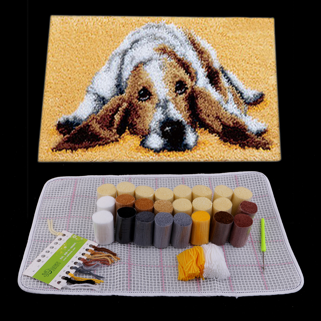 DIY Latch Hook Rug Carpet Kit DIY Cross Stitch Thread Mat Needlework Yarn Cushion Embroidery Home Decor