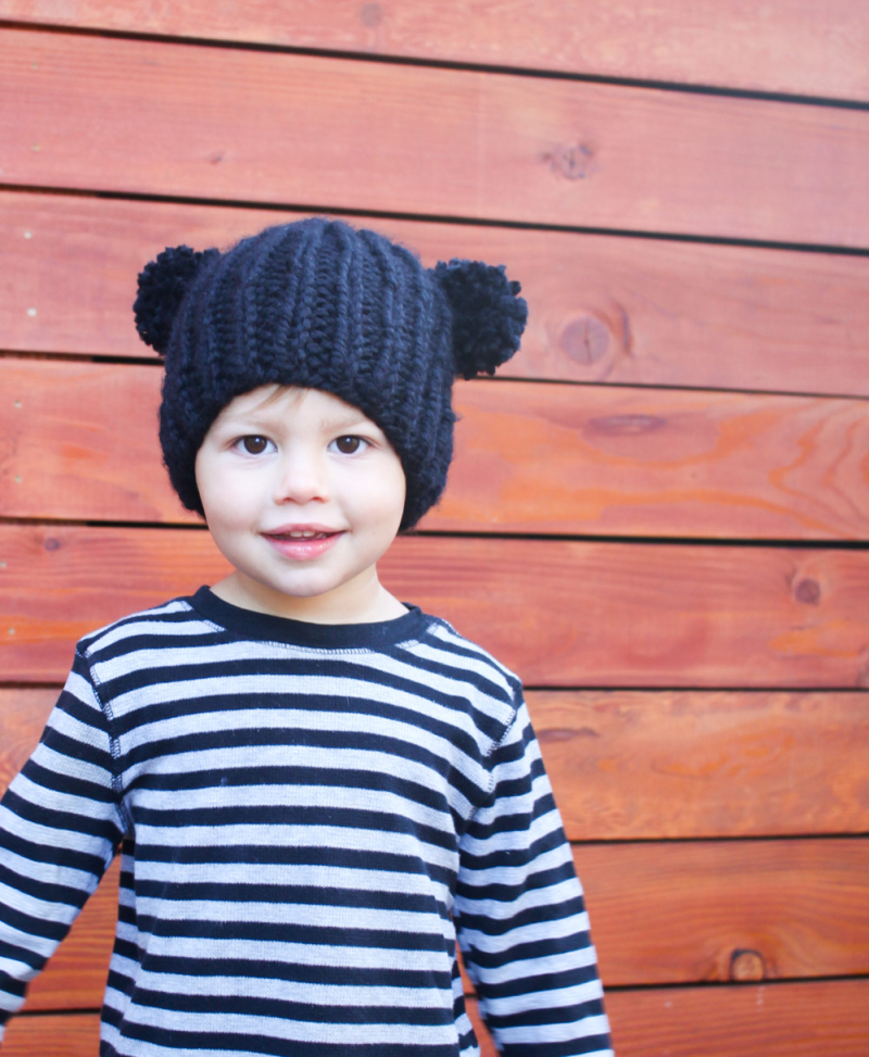 Bear beanie kids knitting pattern