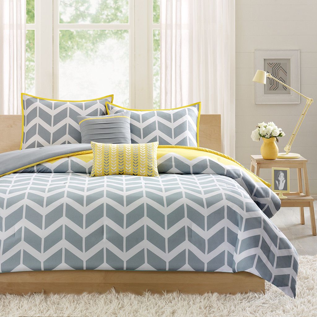 Young Chevron - grey and yellow bedding