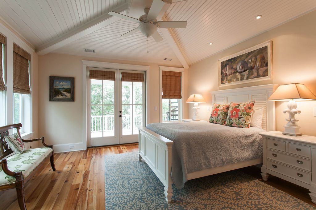 Guest bedroom vaulted ceiling