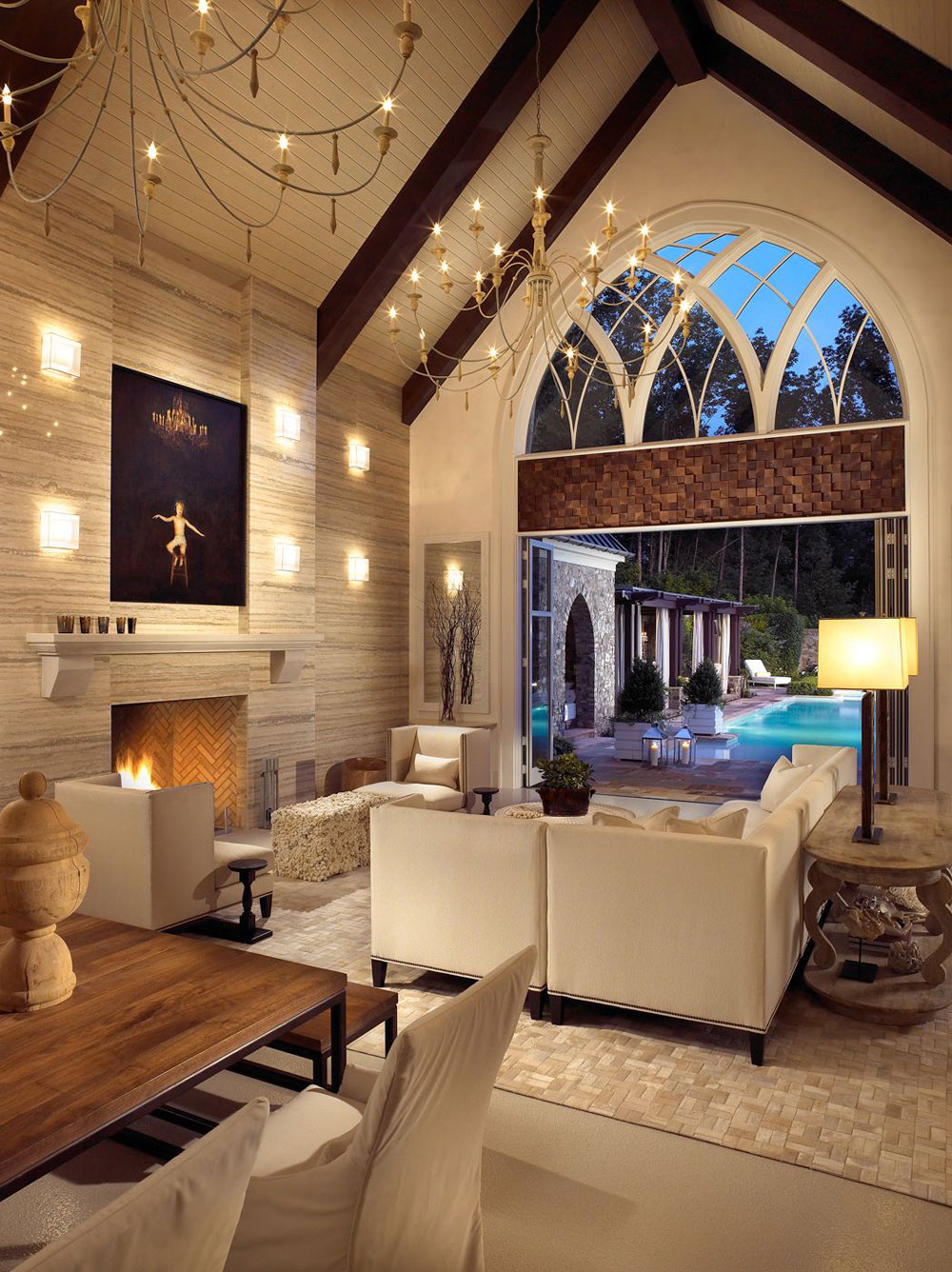 Large living room with vaulted ceiling