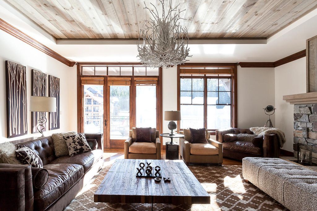 Living room in navy blue decor