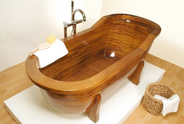 wooden bathtub