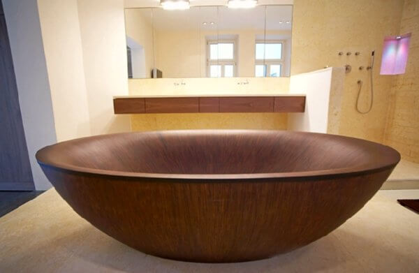 wooden bathtub