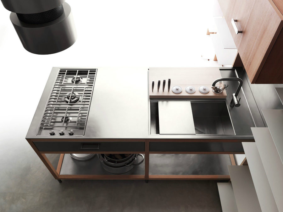 Lando Covivio modular kitchen with angled sink