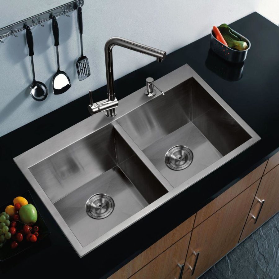 Top Mount Zero Radius Stainless Steel Double Bowl kitchen sink