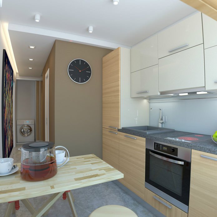 кухня в дизайне однокомнатной квартиры 33 кв. м.