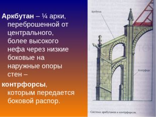 Аркбутан – ¼ арки, переброшенной от центрального, более высокого нефа через н