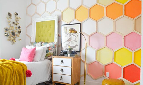 DIY Honeycomb Hexagon Wall Treatment