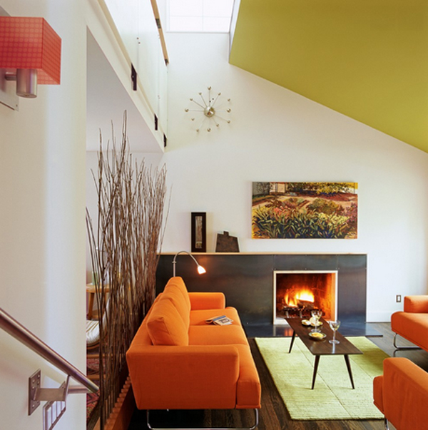orange living room set