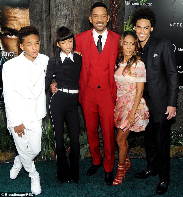 Family matters: Jada is seen with (L-R) son Jaden, daughter Willow, husband Will and stepson Trey at the After Earth premiere in May 2013