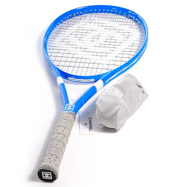 Chanel offers a tennis racket bearing its logo for £1,300 and a set of four tennis balls for £330
