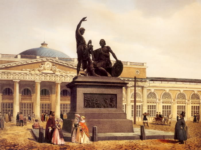 Памятник перед торговыми рядами О.Бове