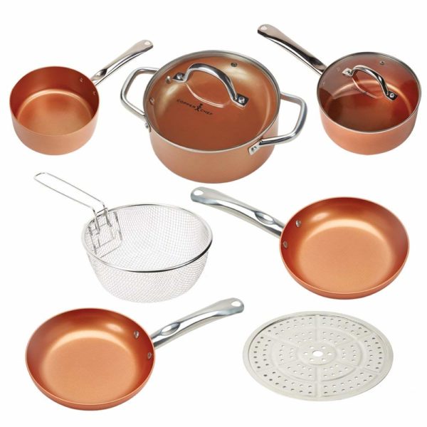 Copper Chef Cookware 9-Piece Round Pan Copper Cookware Set