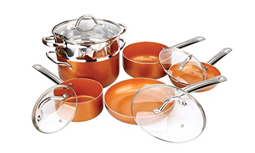 Copper H-02628 10-Piece Luxury Induction Copper Cookware