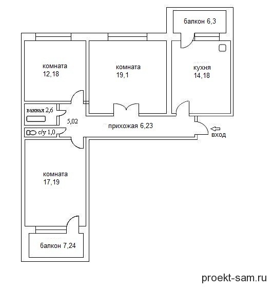 современная планировка трехкомнатной квартиры