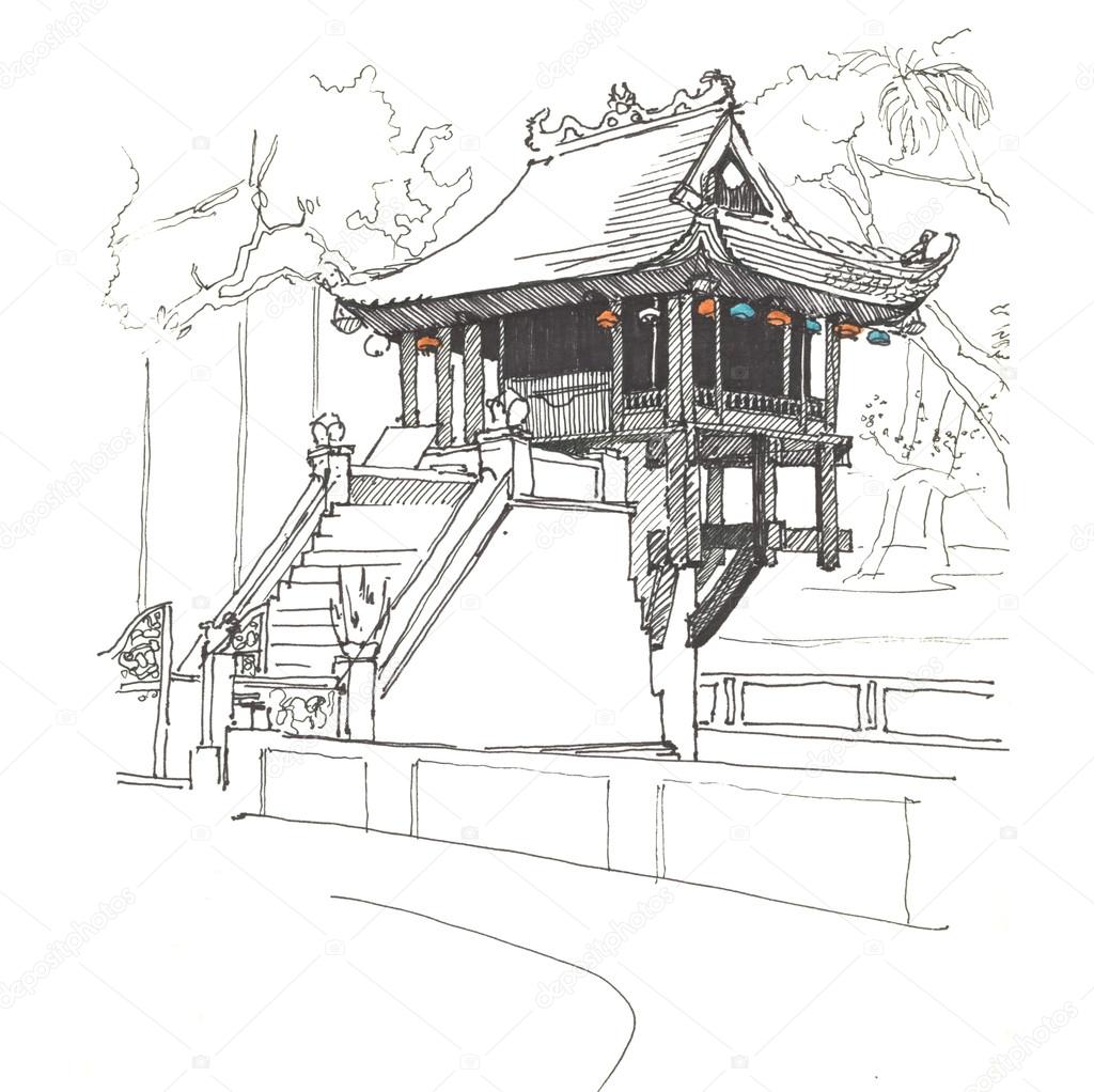 Нарисовать японский дом