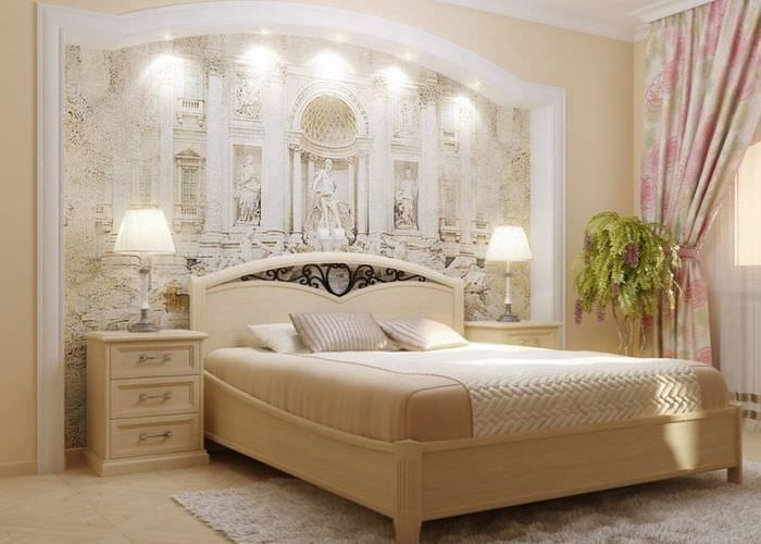 Интерьер светлой спальни в итальянском стиле